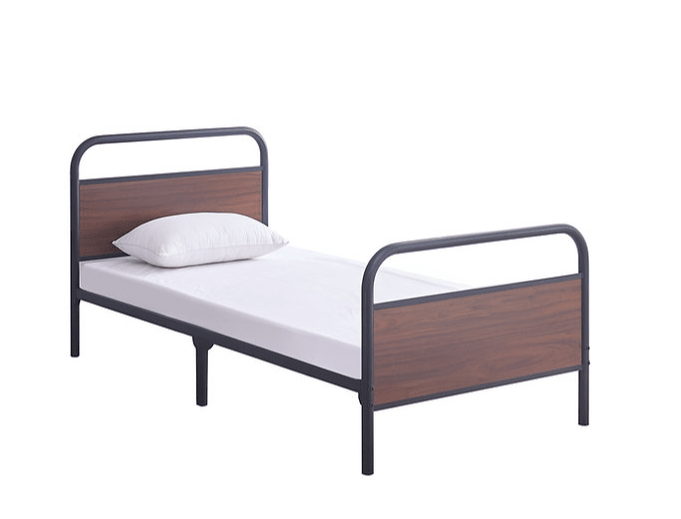 IFDCBlack Steel Bed Frame with Wood Panel Accents IF-5255
