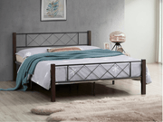 IFDCBlack Steel Platform Bed with Espresso Wood Posts IF - 125
