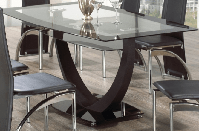 IFDCBlack Tempered Glass 7pc Dining Set IF-5067