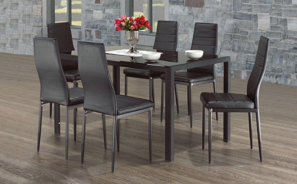IFDCBlack Tempered Glass 7pc Dining SetIF - 5054