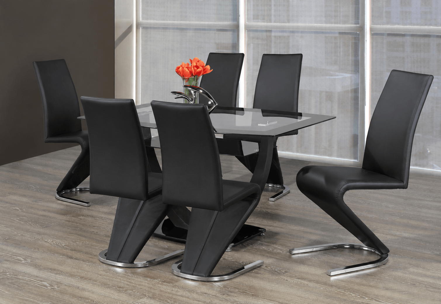 IFDCBlack Trim Glass 5pc Dining Set T-5067 C-1785