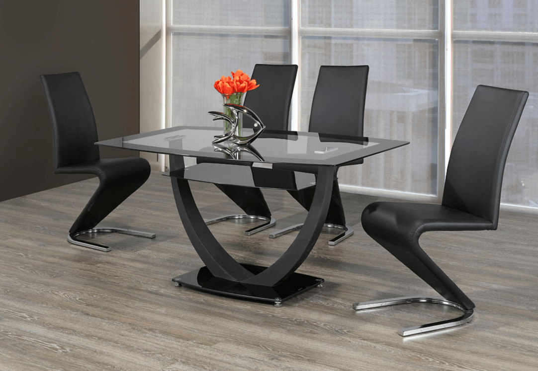 IFDCBlack Trim Glass 5pc Dining Set T-5067 C-1785