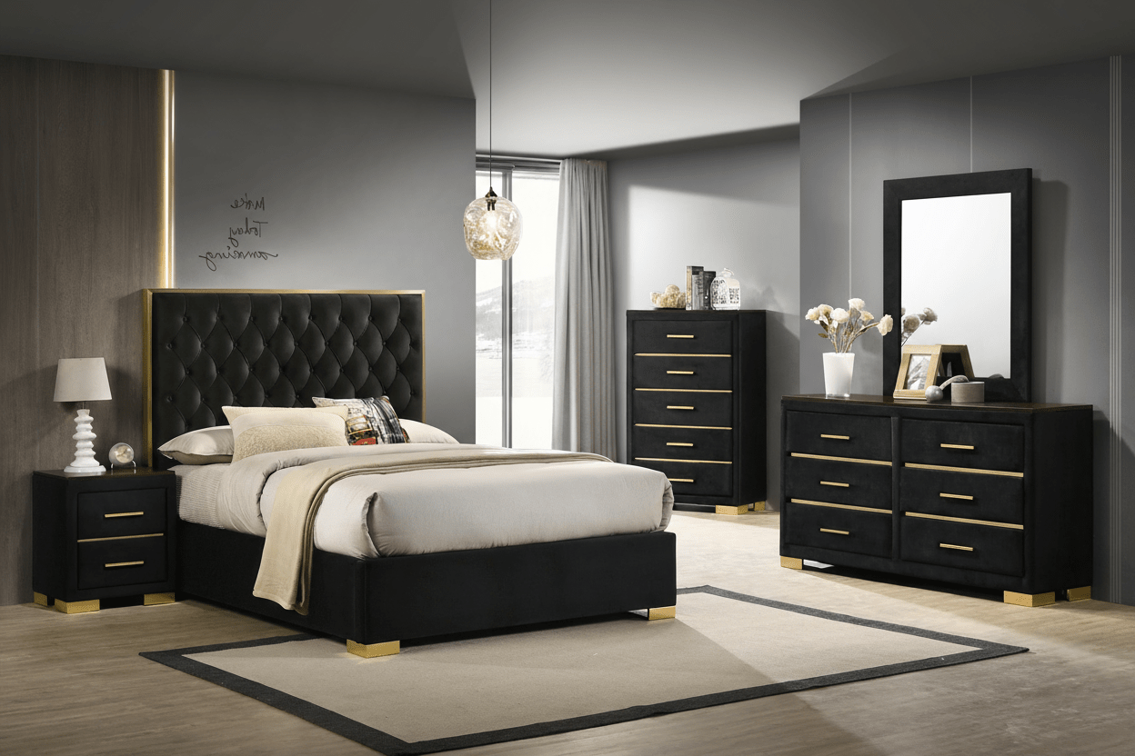 IFDCChloe Black Bed Set