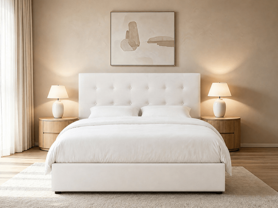 IFDCCream Fabric Upholstered Storage Bed IF-5446