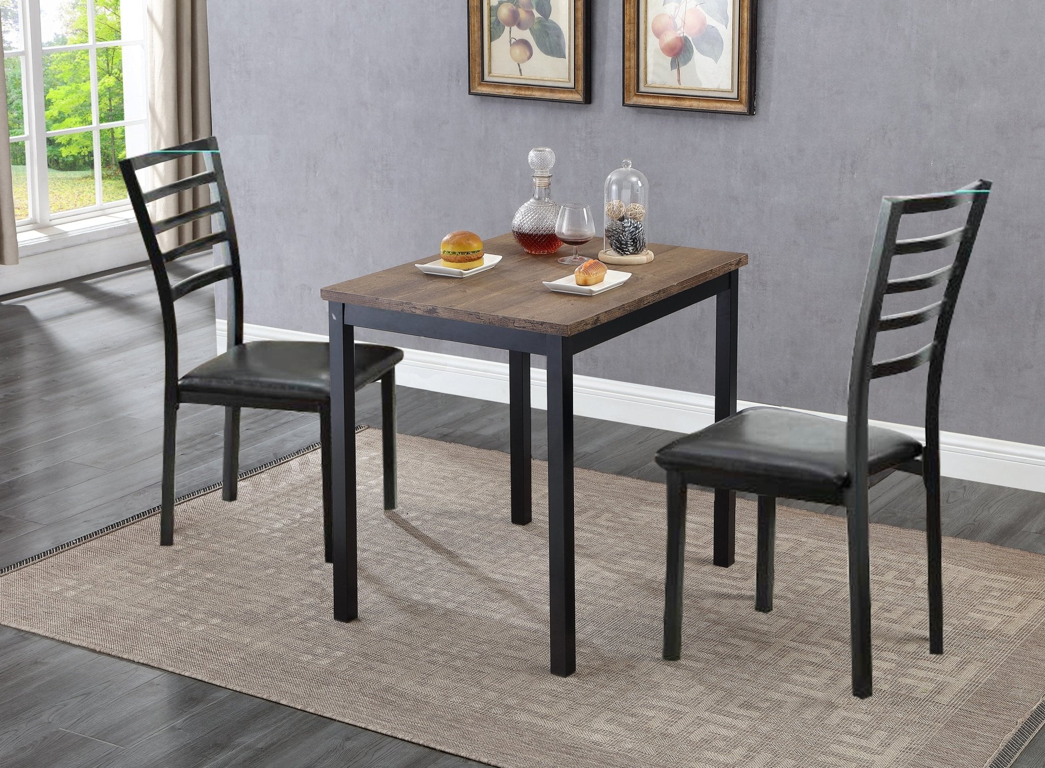 IFDCDistressed Wooden 3pc Dining Set T - 1025 C - 1023