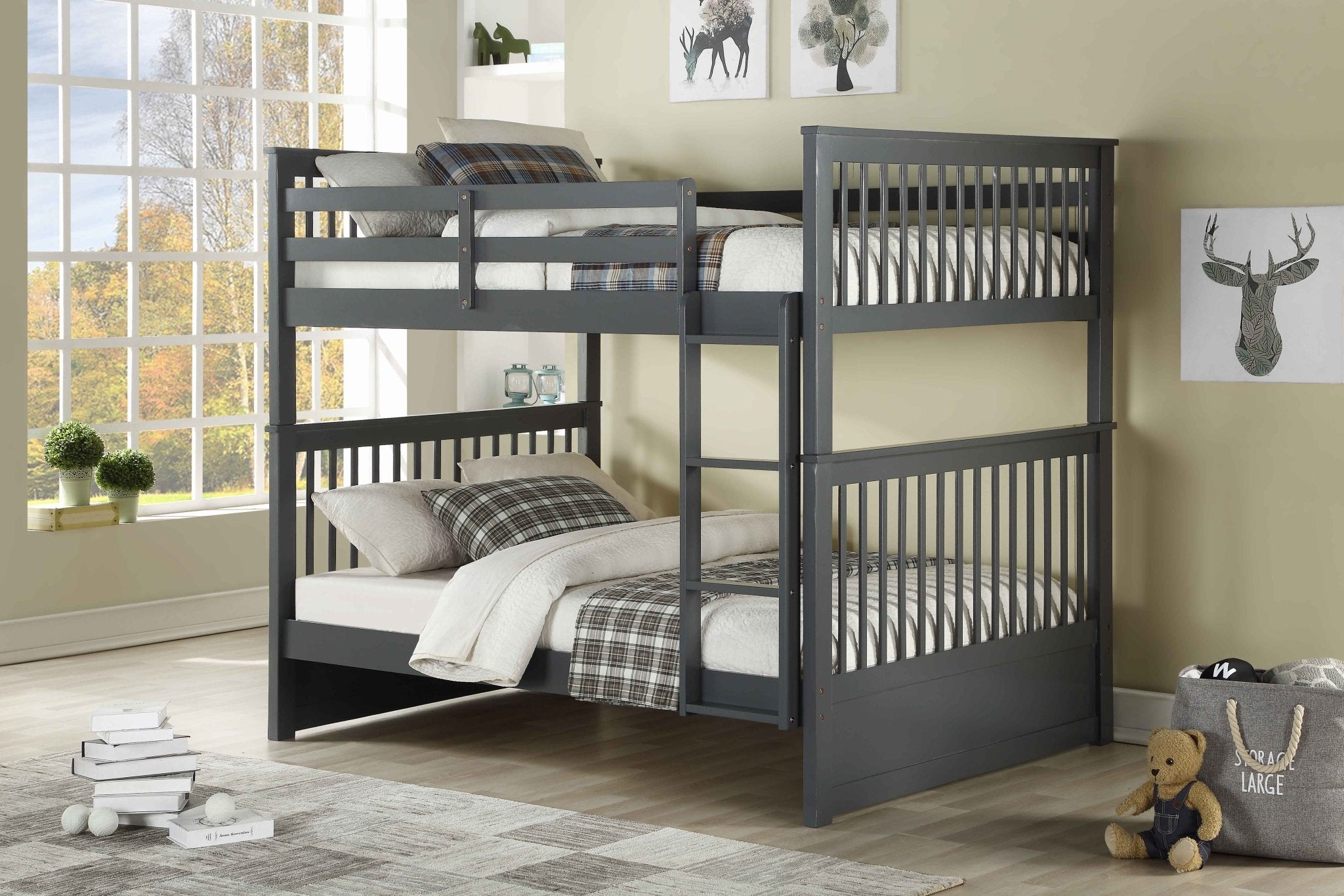 IFDCDouble Grey Bunk Bed B - 123G (Double/Double)
