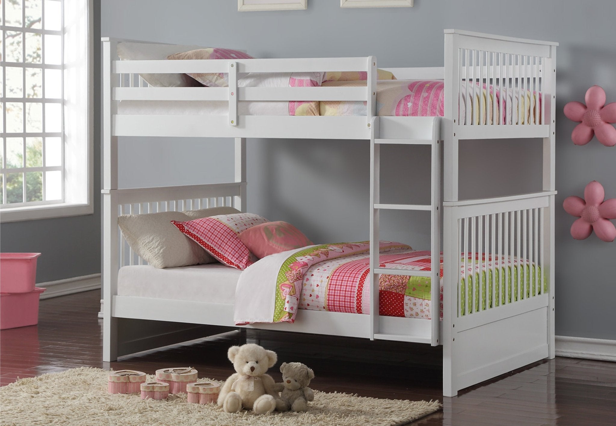 IFDCDouble White Bunk Bed B - 123W (Double/Double)