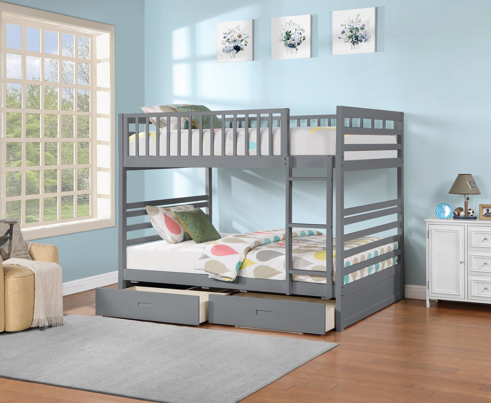 IFDCDouble/Double Wooden Bunk Bed Grey B - 115G (Double/Double)