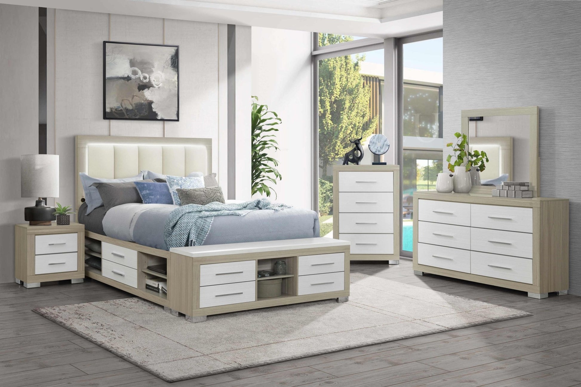IFDCEmma (Natural-White) Bed Set