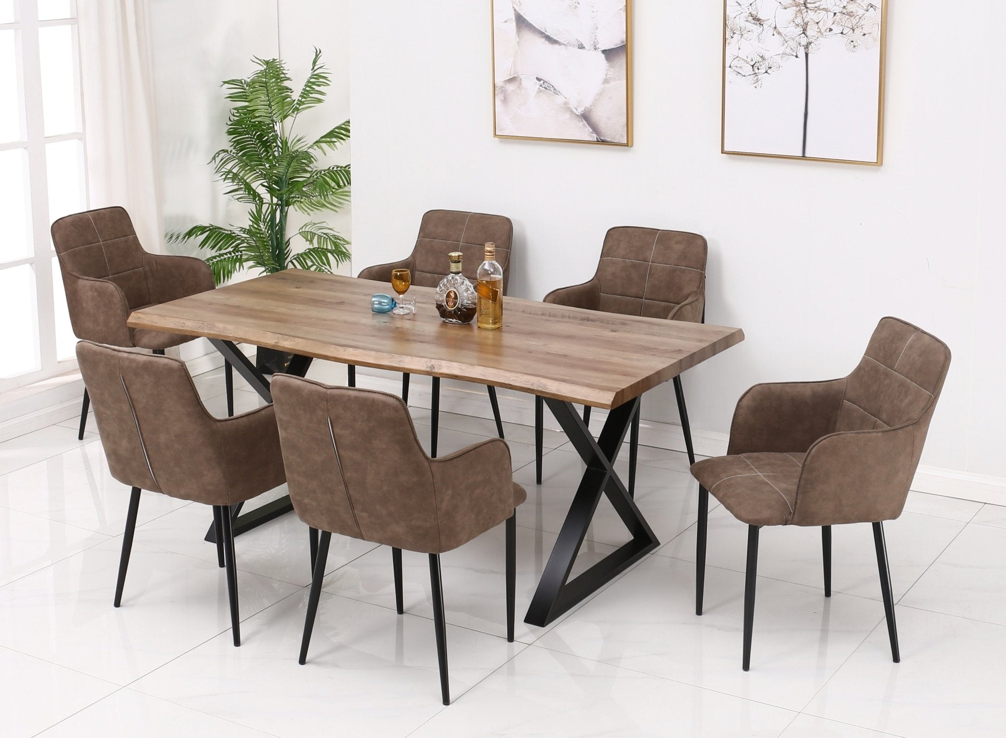 IFDCFaux Live Edge Wooden 7pc Dining Set T - 1811 C - 1835