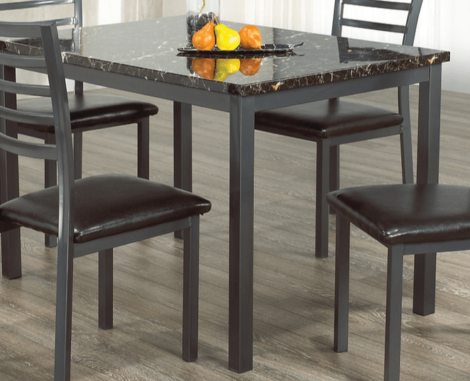 IFDCGray Metal with Marble Top 5Pc Dining Set IF-1026
