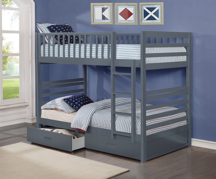 IFDCGrey Wooden Bunk Bed B - 110G (Single/Single)