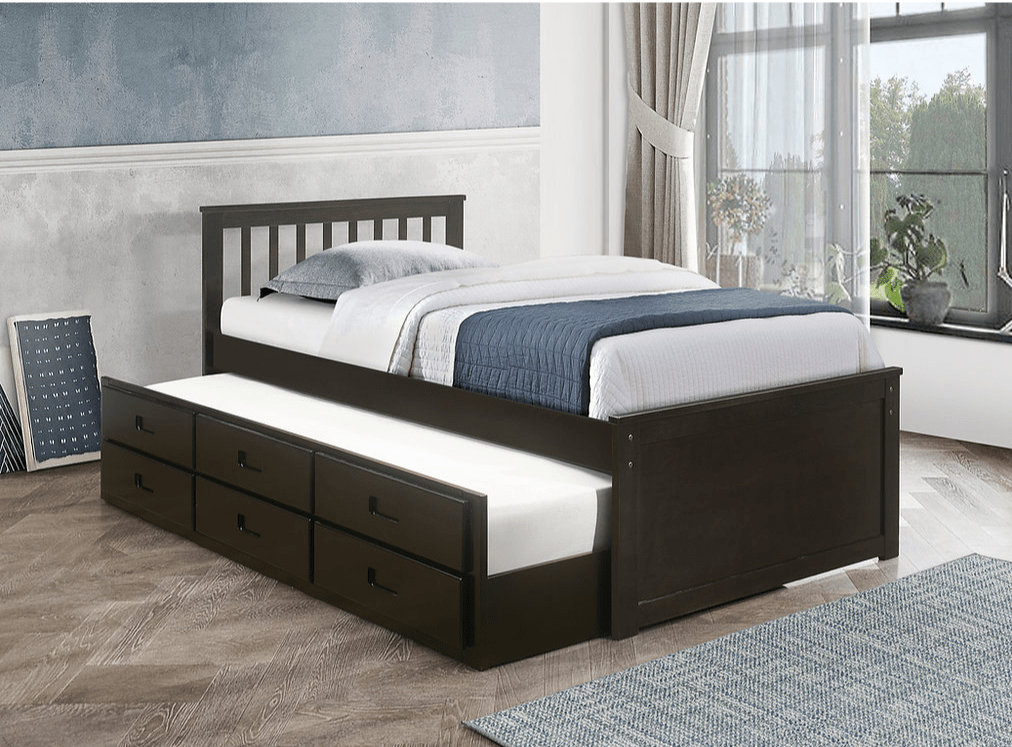 IFDCIF-300 Single/Single Captain Bed (Espresso/White/Grey)