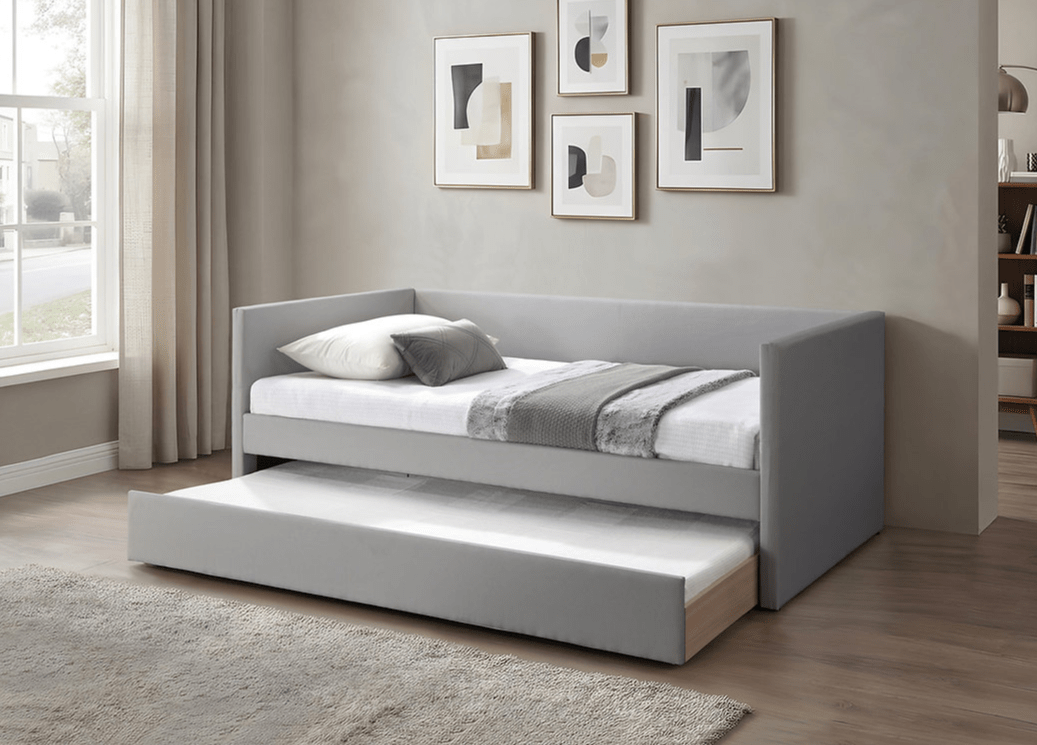 IFDCIF-306 Grey Upholstered Daybed with Pull-Out Trundle