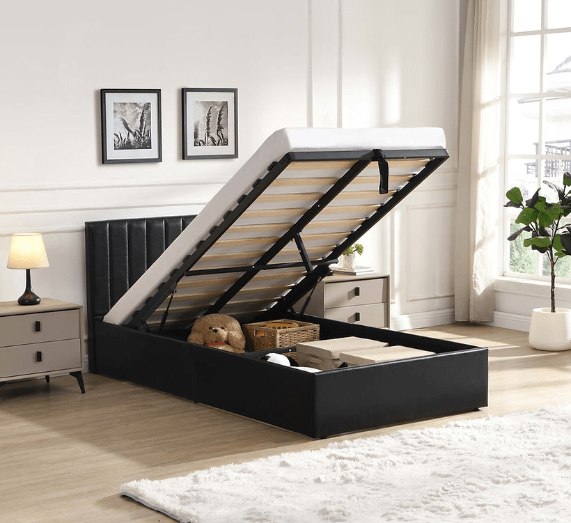 IFDCIF-5160 Black PU Vertical-Tufted Hydraulic Lift Platform Bed