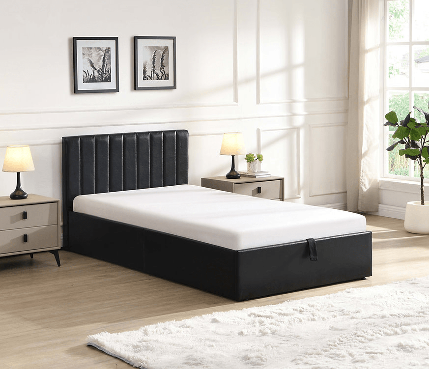 IFDCIF-5160 Black PU Vertical-Tufted Hydraulic Lift Platform Bed