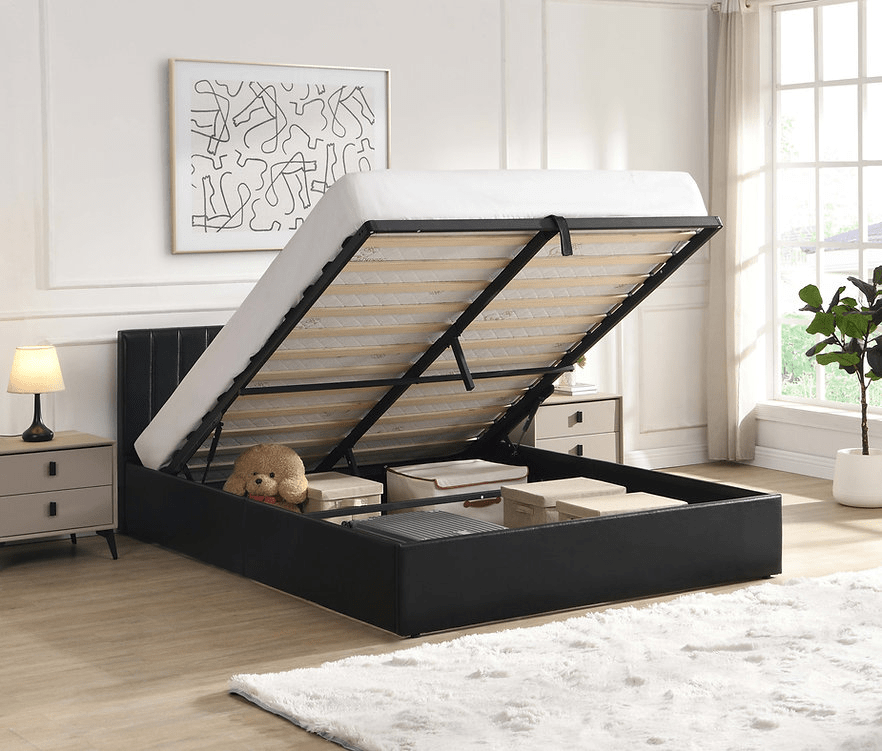 IFDCIF-5160 Black PU Vertical-Tufted Hydraulic Lift Platform Bed