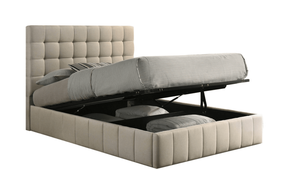 IFDCIF-5786 Warm Ivory Channel-Tufted Hydraulic Storage Platform Bed
