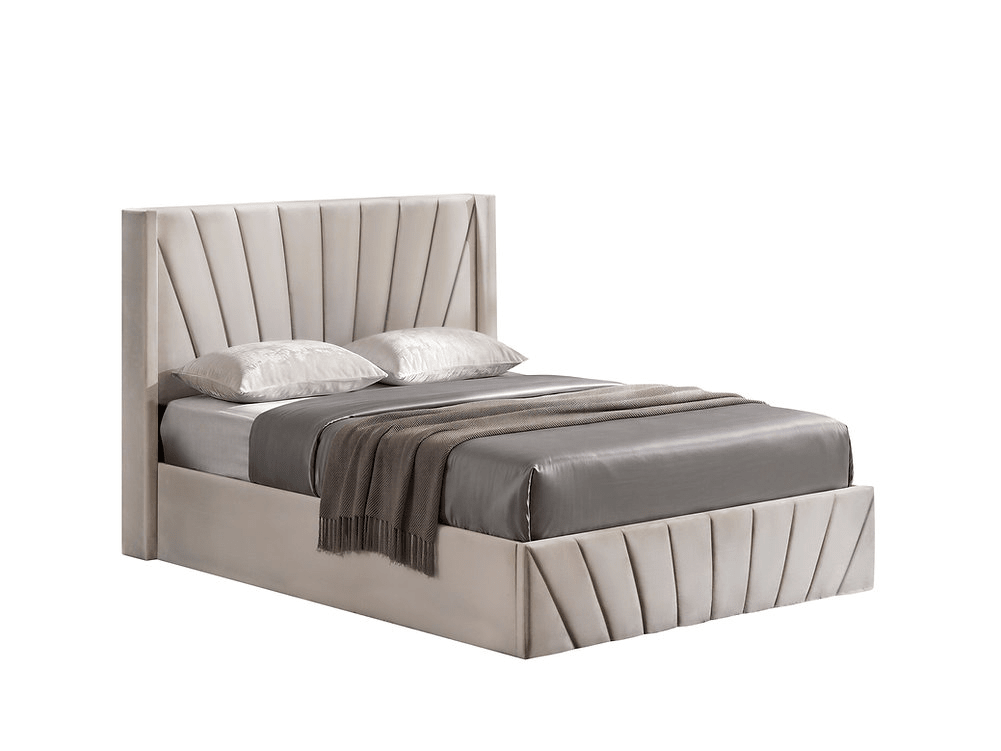 IFDCIF-5872 Warm Ivory Velvet Hydraulic Storage Platform Bed