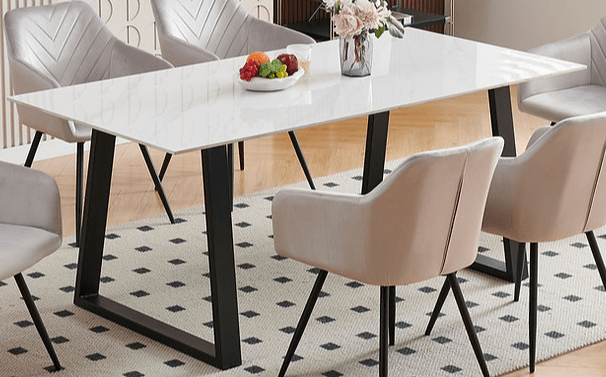 IFDCMarble Table 7pc Dining Set T-1550 C-1551