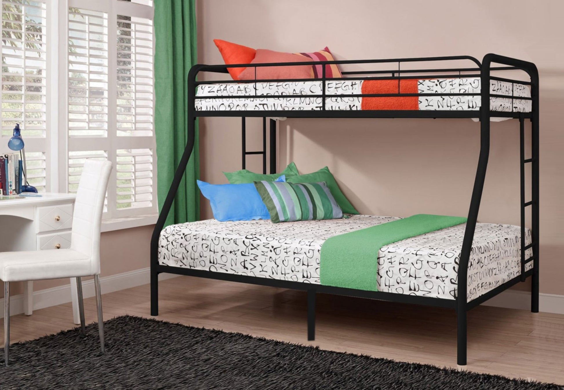 IFDCMetal Bunk Bed Double Black IF - 501BK (Single/Double)