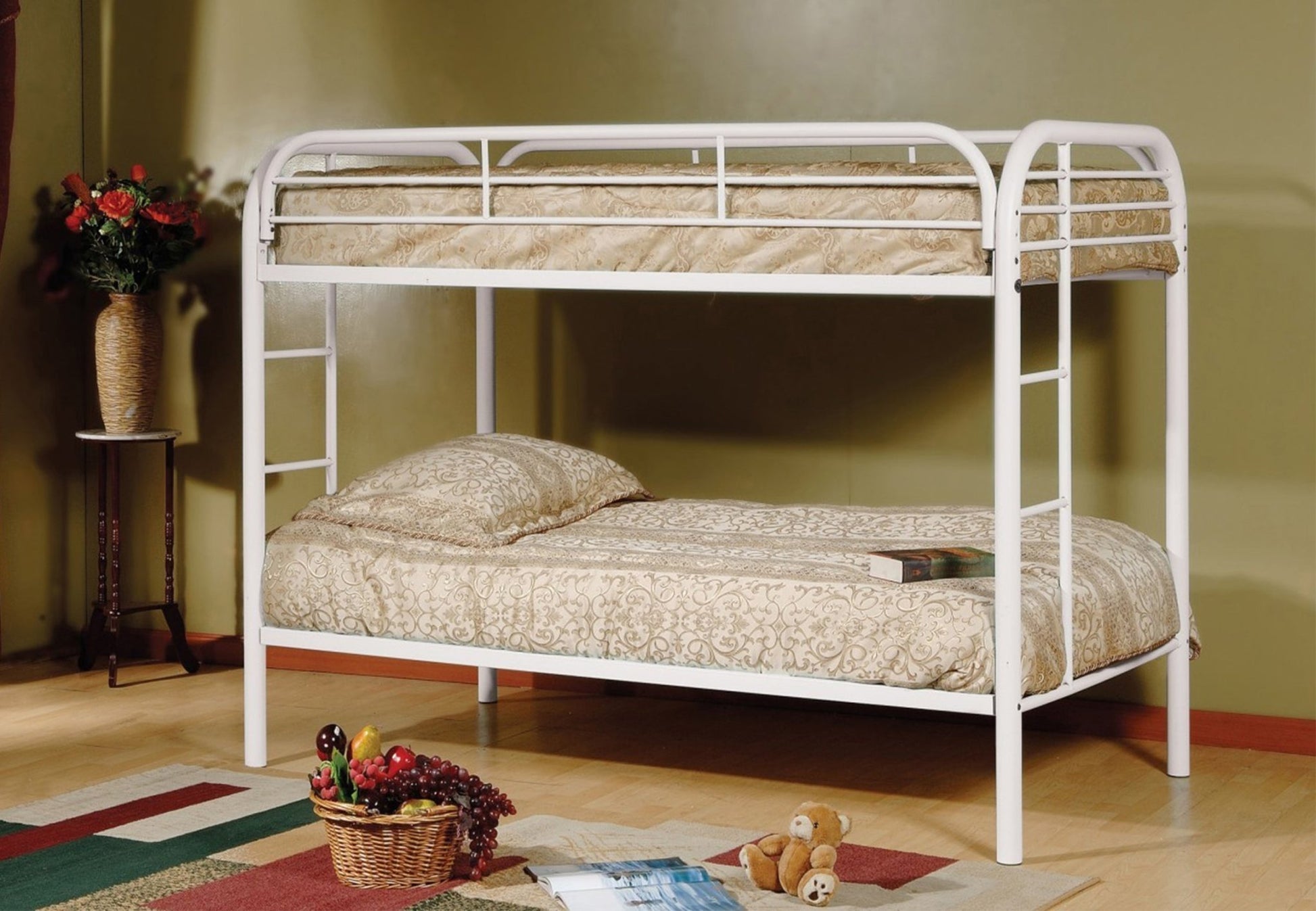 IFDCMetal Bunk Bed White IF - 500W (Single/Single)