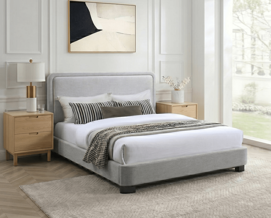 IFDCModern Upholstered Bed in Soft Light Grey Fabric IF-5911