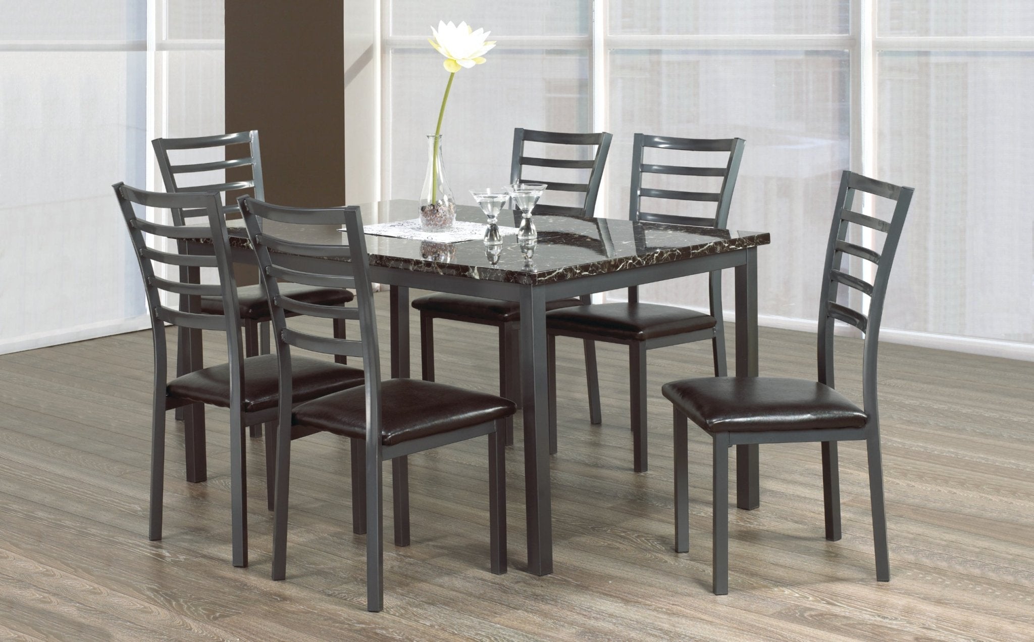 IFDCRectangular Faux Marble 7Pc Dining Set IF - 1027
