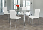 IFDCRectangular Glass 5pc Dining Set with white chairs T - 5065 C - 1761