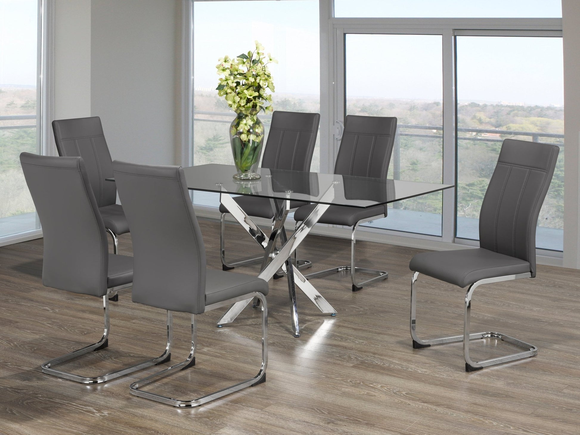 IFDCRectangular Glass 7pc Dining Set T - 1448 C - 1879