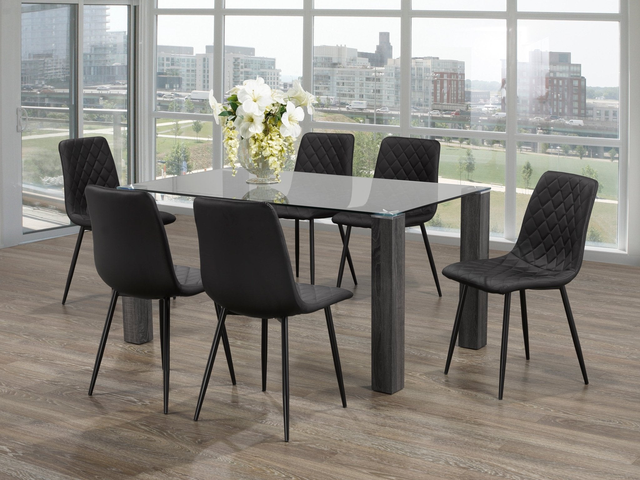 IFDCRectangular Glass 7pc Dining Set T - 1449 C - 1710