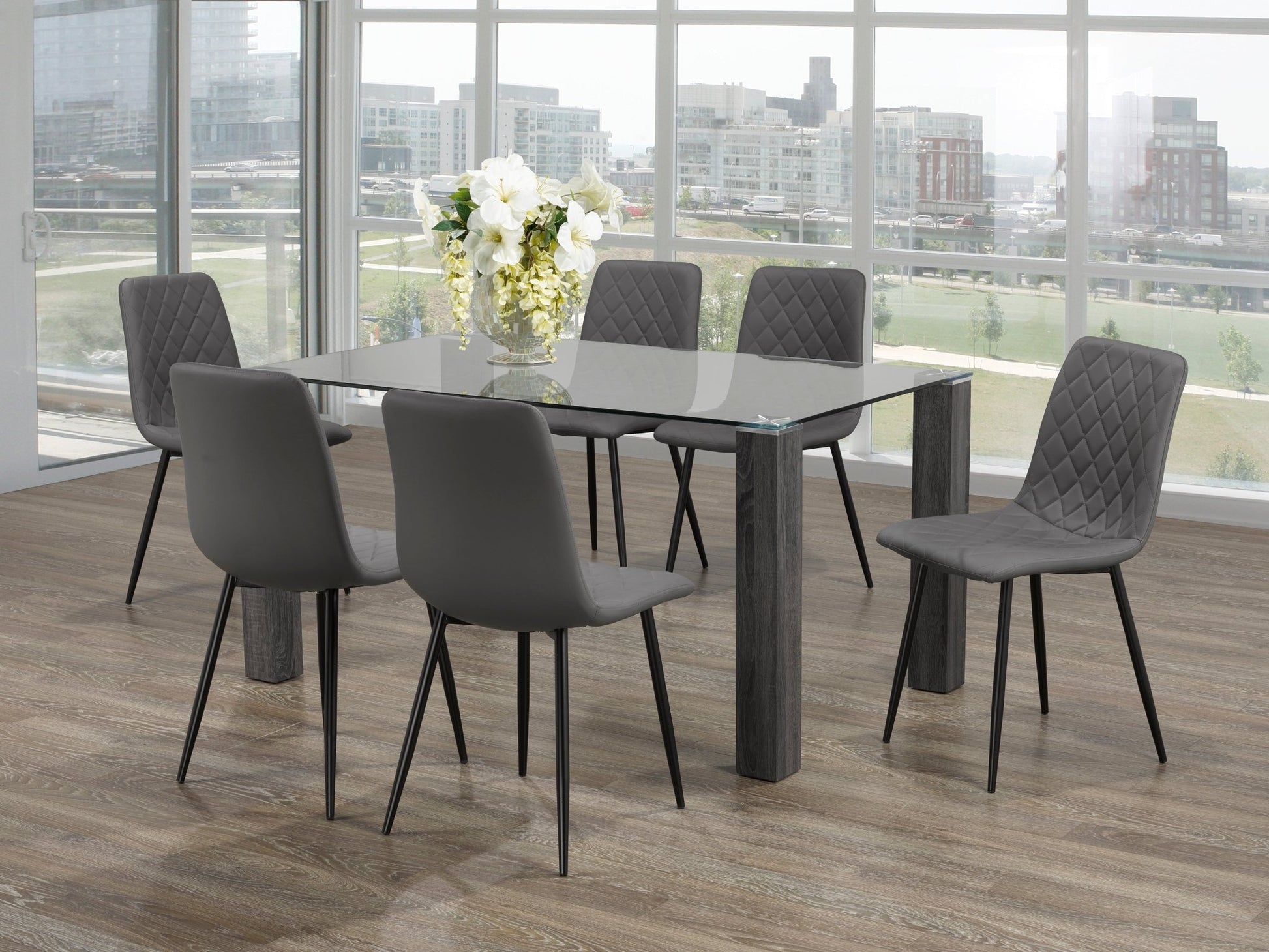 IFDCRectangular Glass 7pc Dining Set T - 1449 C - 1712
