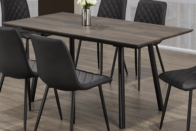IFDCRectangular Self Storing Butterfly Extension Leaf 7pc Dining Set T-1814 C-1710