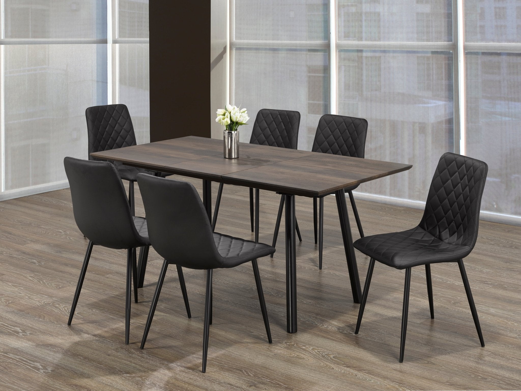 IFDCRectangular Self Storing Butterfly Extension Leaf 7pc Dining Set T - 1814 C - 1710
