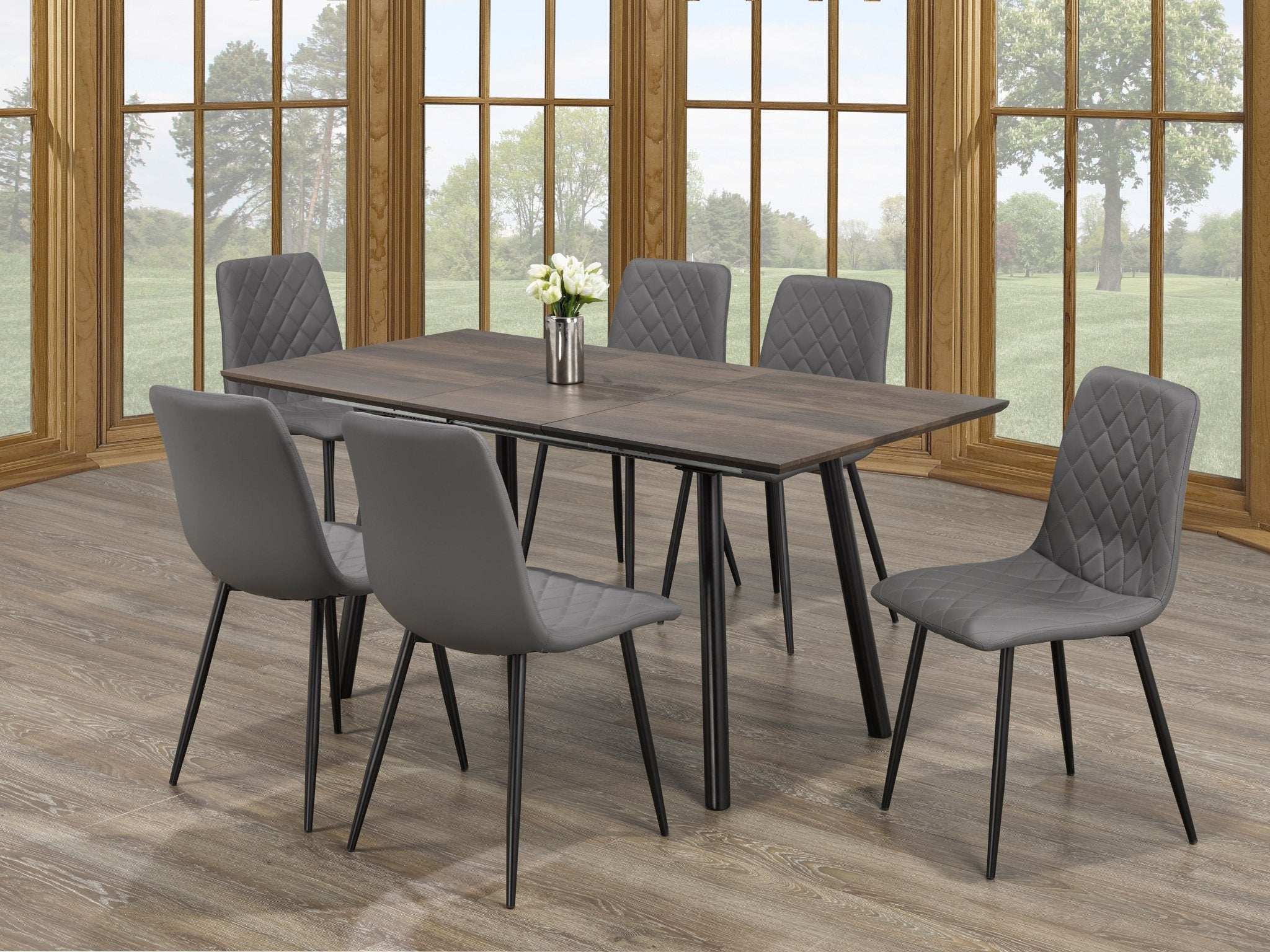 IFDCRectangular Self Storing Butterfly Extension Leaf 7pc Dining Set T - 1814 C - 1712