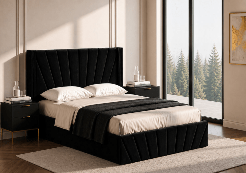 IFDCRich Black Velvet Hydraulic Storage Platform Bed IF-5873