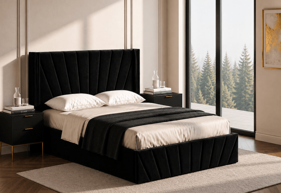 IFDCRich Black Velvet Storage Bed IF-5873