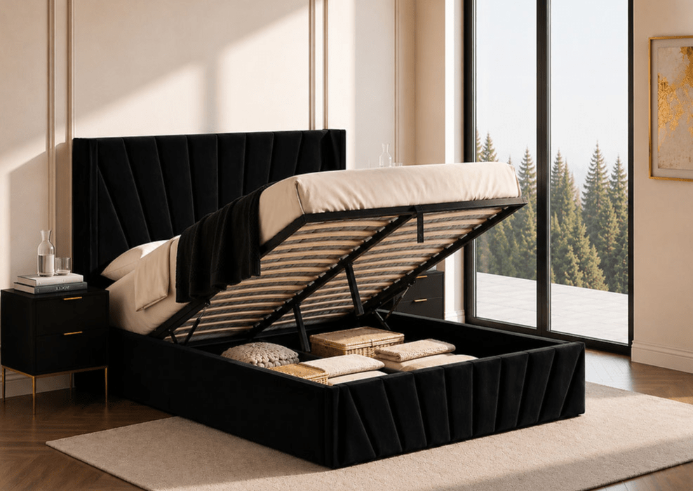 IFDCRich Black Velvet Storage Bed IF-5873