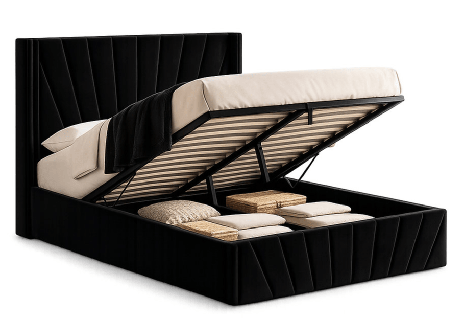 IFDCRich Black Velvet Storage Bed IF-5873