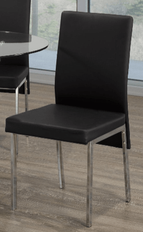 IFDCRound Glass 5pc Dining Set with 4 Black Chairs T-1447 C-5063
