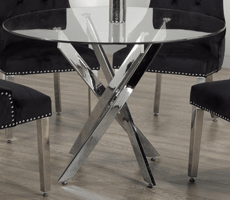 IFDCRound Glass 5pc Dining Set with Black Chairs T-1447 C-1251