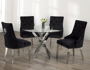 IFDCRound Glass 5pc Dining Set with Black Chairs T - 1447 C - 1251