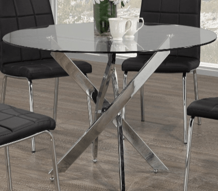 IFDCRound Glass 5pc Dining Set with Black Chairs T-1447 C-1760