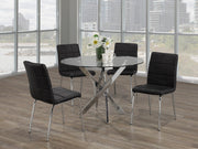 IFDCRound Glass 5pc Dining Set with Black Chairs T - 1447 C - 1760