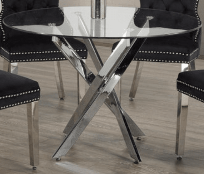 IFDCRound Glass 5pc Dining Set with Black Chiars T-1447 C-1261