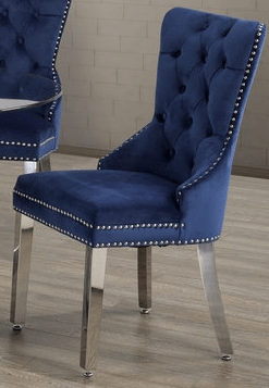 IFDCRound Glass 5pc Dining Set with Blue Chiars T-1447 C-1262