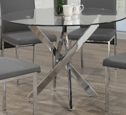 IFDCRound Glass 5pc Dining Set with Chrome Legs T-1447 C-5065
