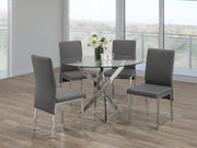 IFDCRound Glass 5pc Dining Set with Chrome Legs T - 1447 C - 5065