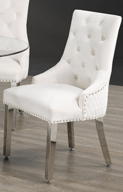 IFDCRound Glass 5pc Dining Set with Cream Chairs T-1447 C-1253