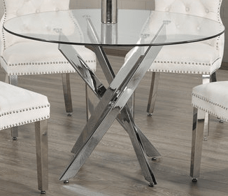 IFDCRound Glass 5pc Dining Set with Cream Chiars T-1447 C-1263
